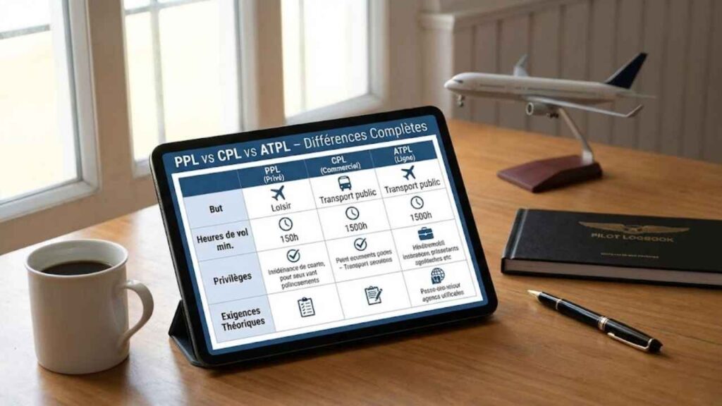 PPL vs CPL vs ATPL – Différences Complètes
