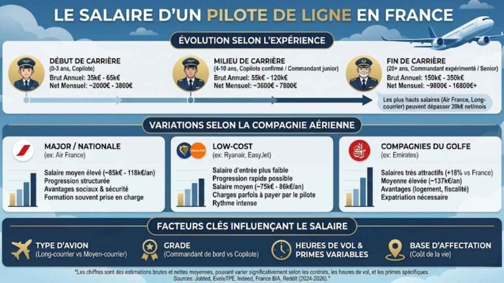 Salaire d’un pilote de ligne en France